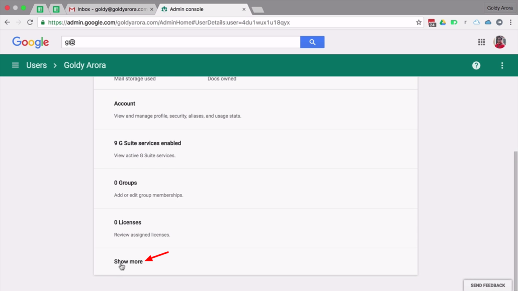 click show more from gsuite admin console