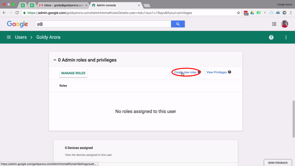 create new role in gsuite admin console