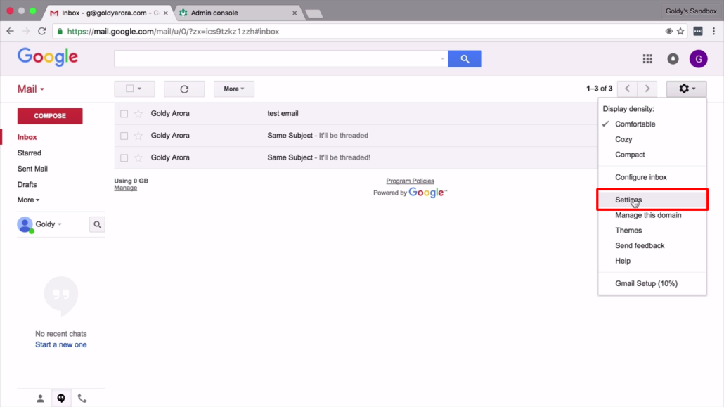 go to Gmail settings