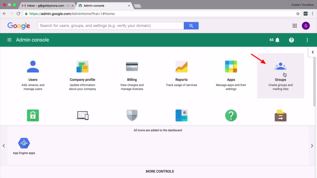 go to groups from G suite admin console