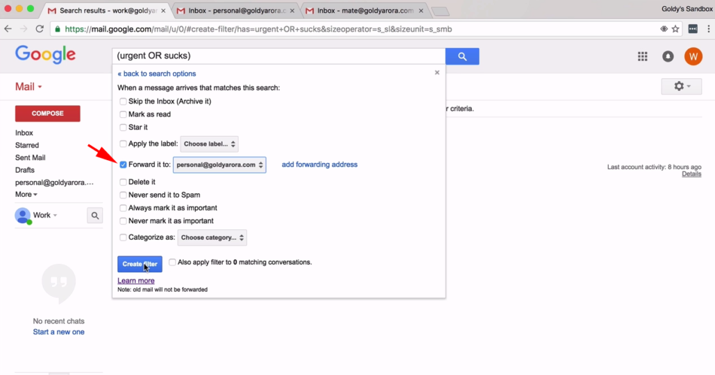 filter configurations gmail