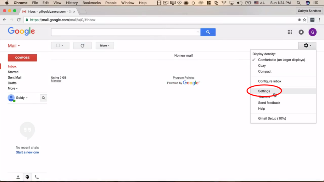 go to gmail settings
