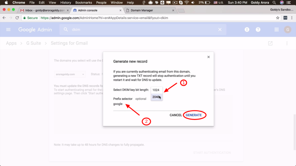 generating new record in Google Workspace