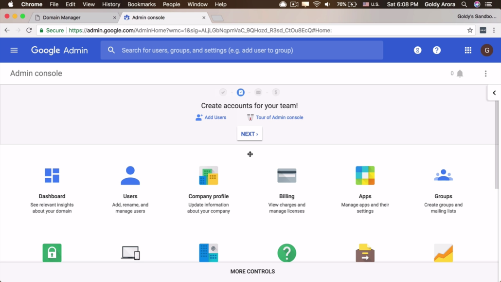 login to admin console gsuite