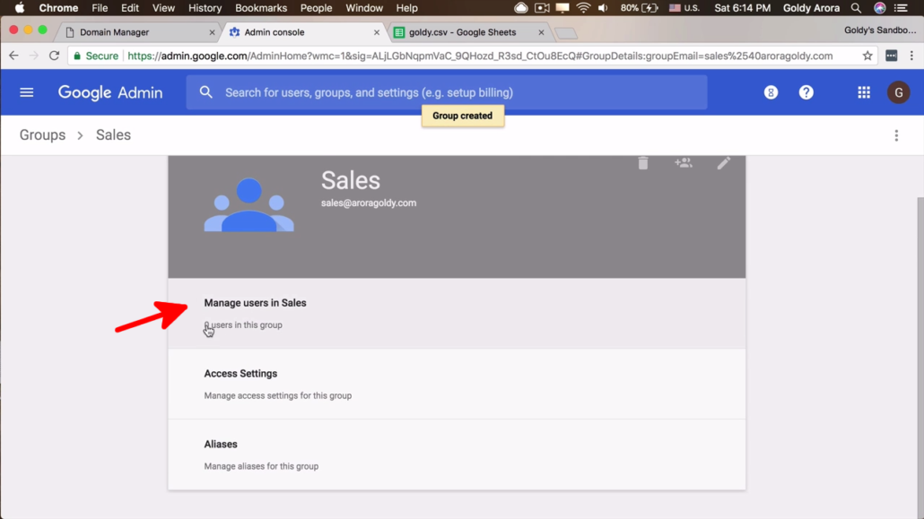 manage users in group gsuite