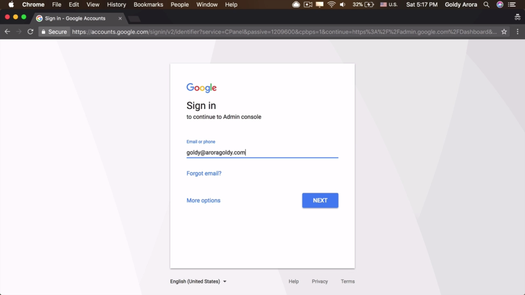 admin google signin