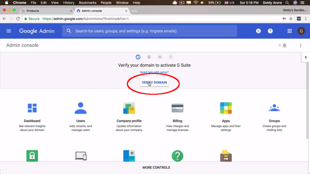 verify domain gsuite