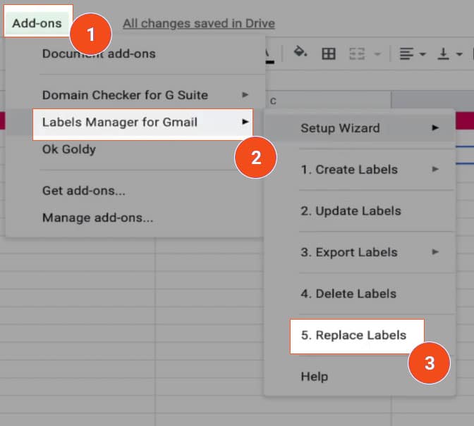 Executing the replace labels module