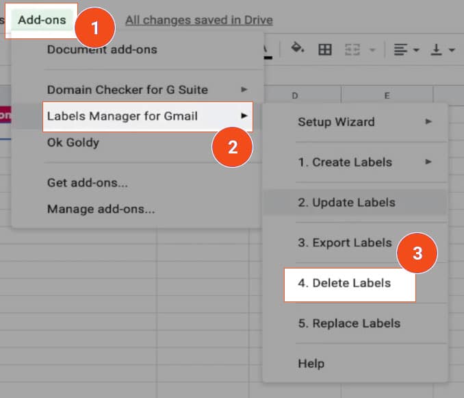 Executing the delete labels module