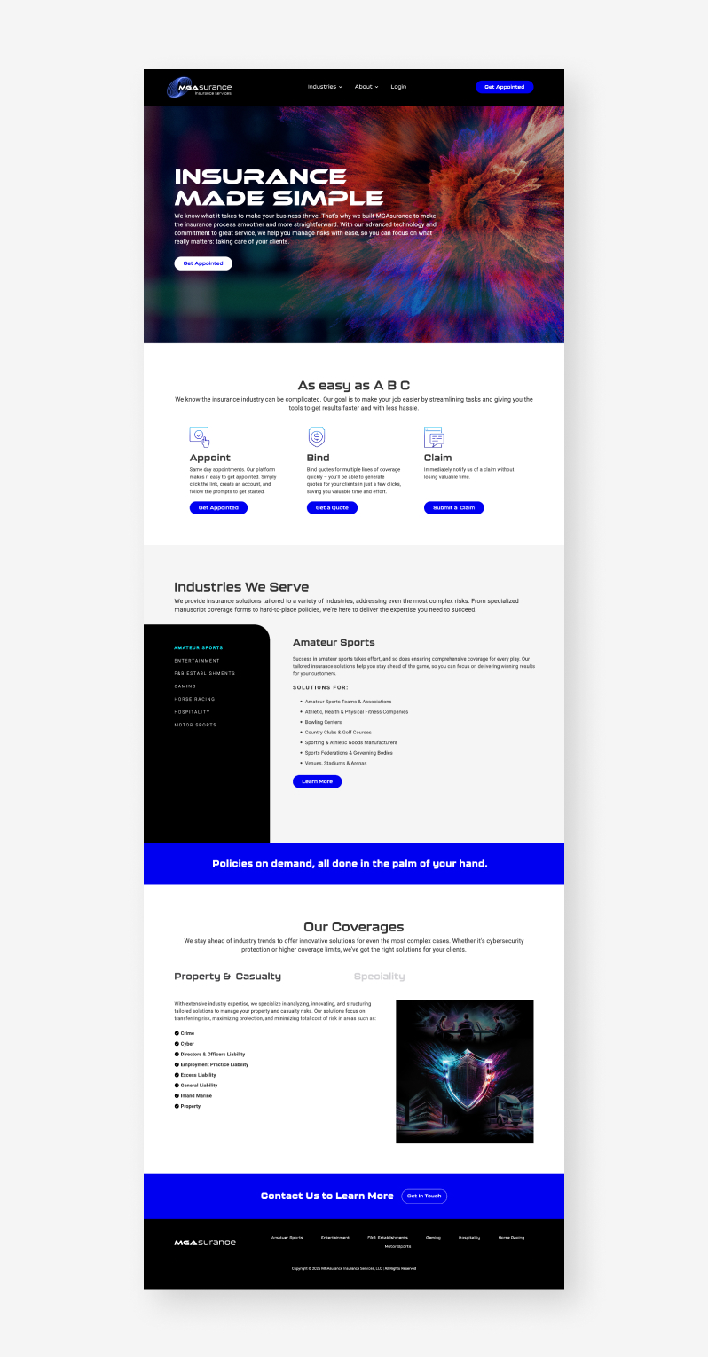 mgasurance website design