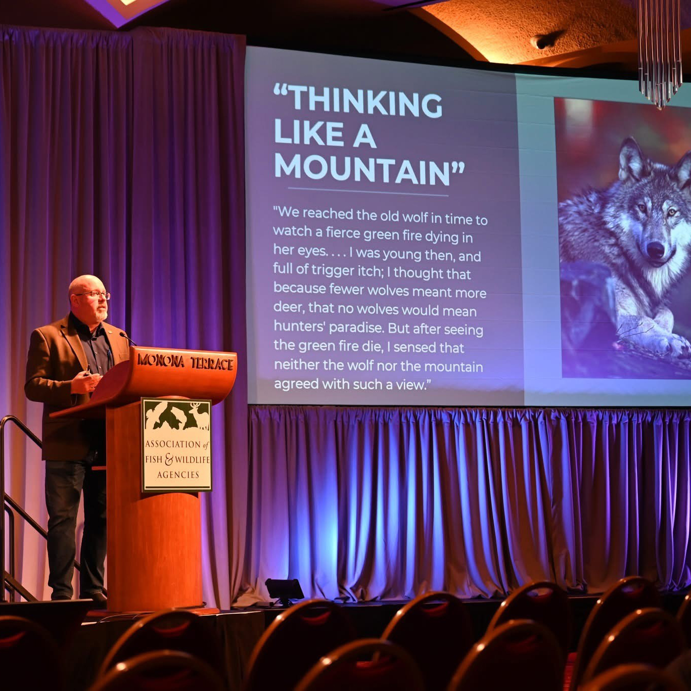 photo of Buddy Huffaker during a presentation