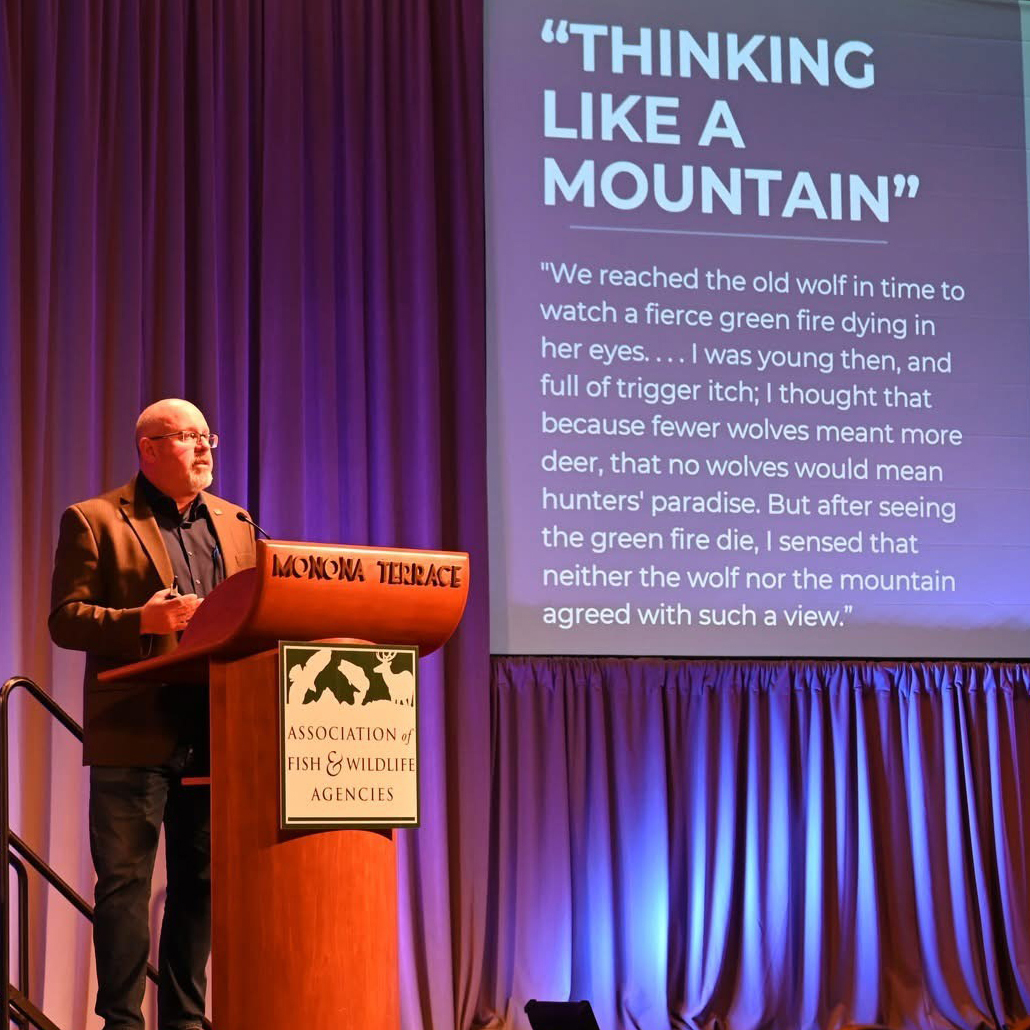 Buddy speaking at the Monona Terrace