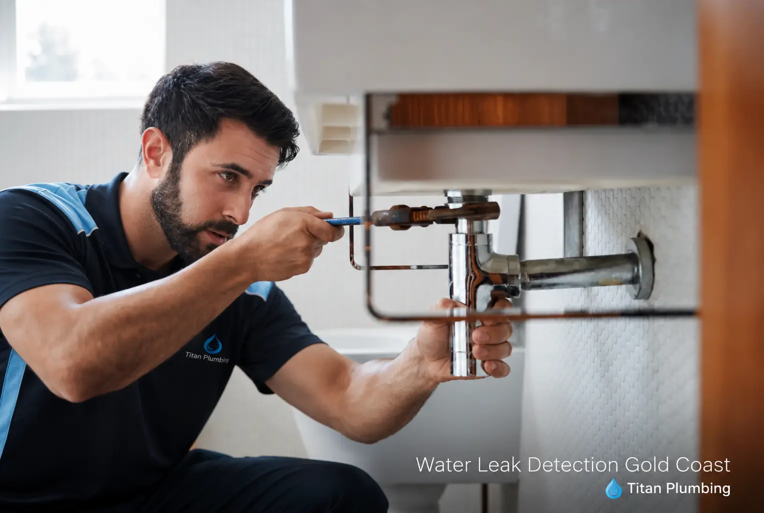 Titan Plumbing repairing a water leak on the Gold Coast
