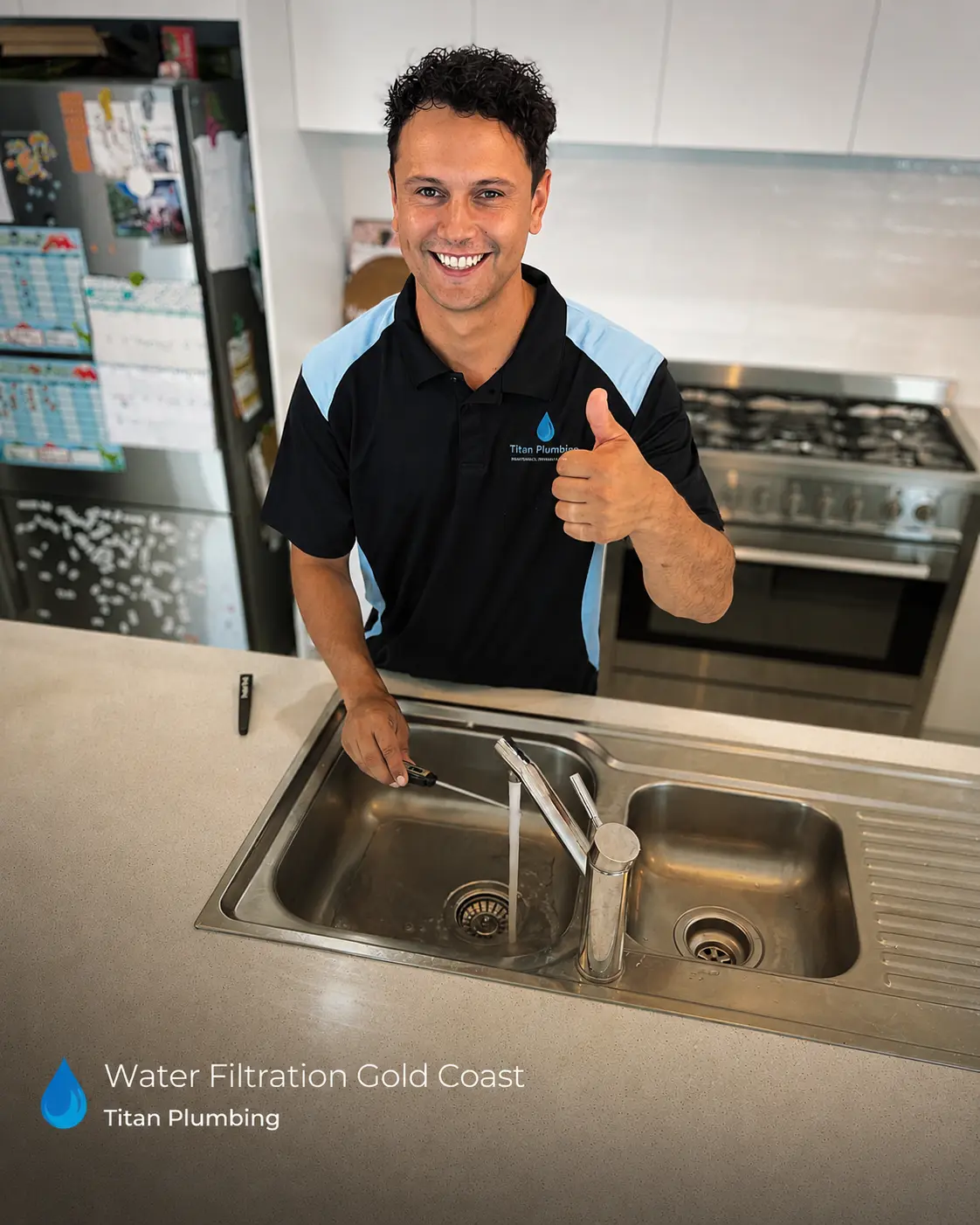Titan Plumbing installing a water filter on the Gold Coast