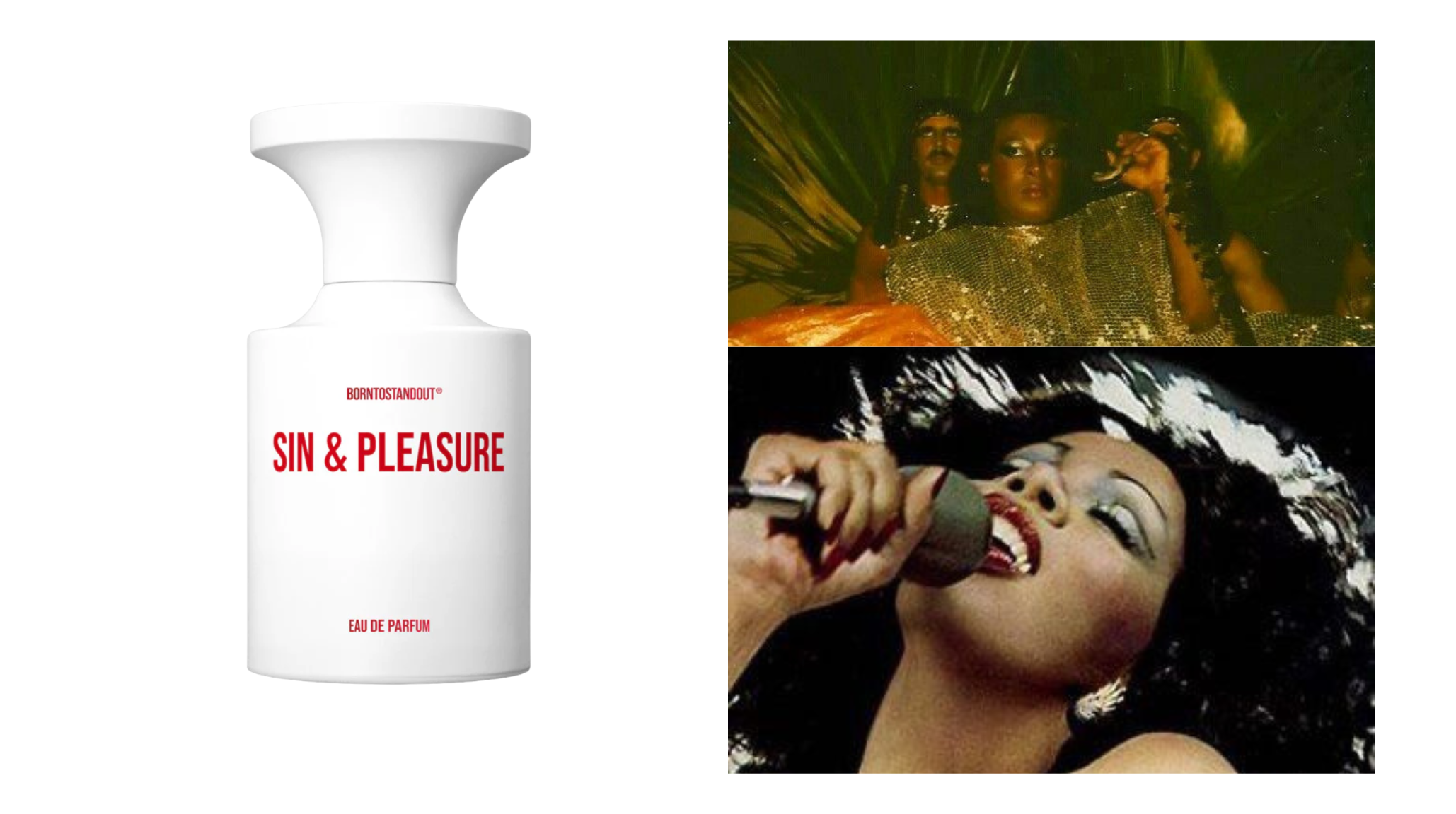 Sin and Pleasure perfume by Born To Stand Out with disco ball and sensual imagery representing horny fragrance aesthetics