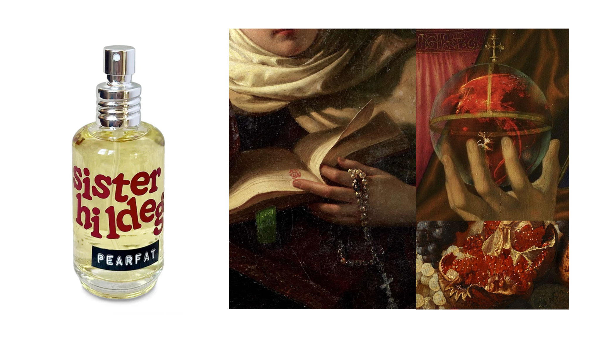 Sister Hildegard perfume by Pearfat with religious renaissance painting representing repressed desire and incense fragrance