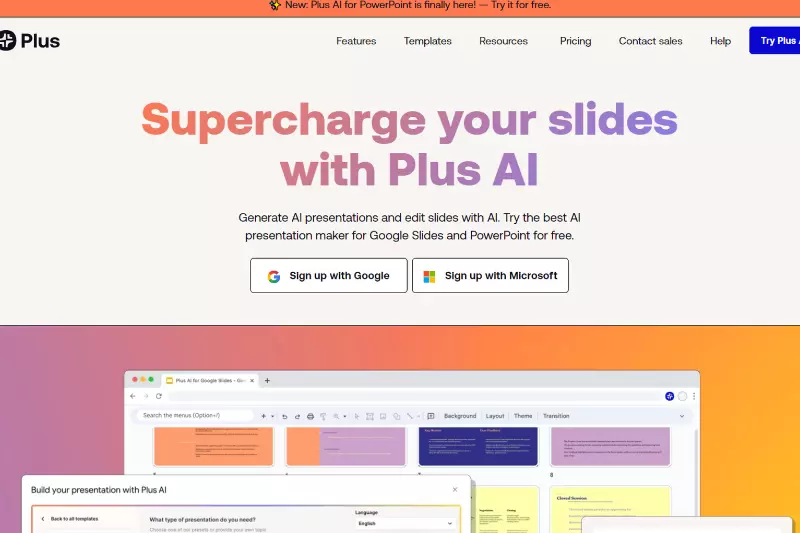 home page of plus ai