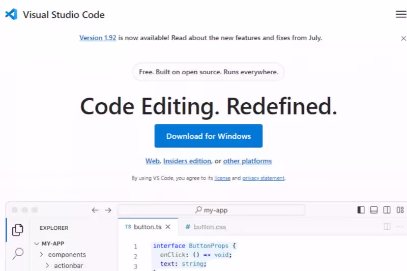 Página de inicio de Visual Studio Code