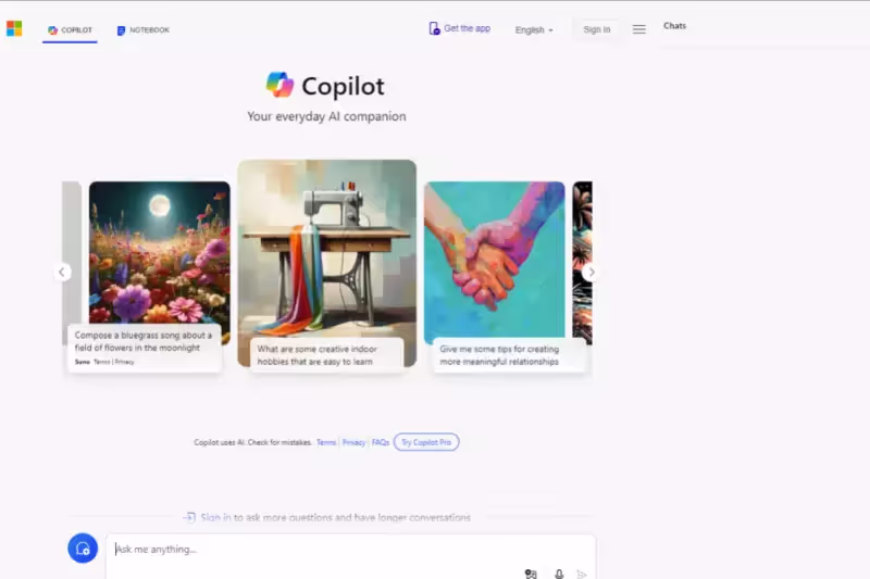 home page of Microsoft Copilot
