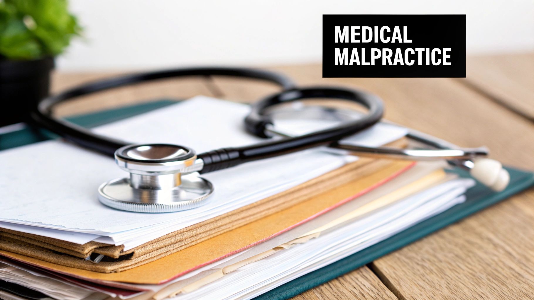 A stethoscope and gavel, symbolizing the intersection of medicine and law in medical malpractice claims.
