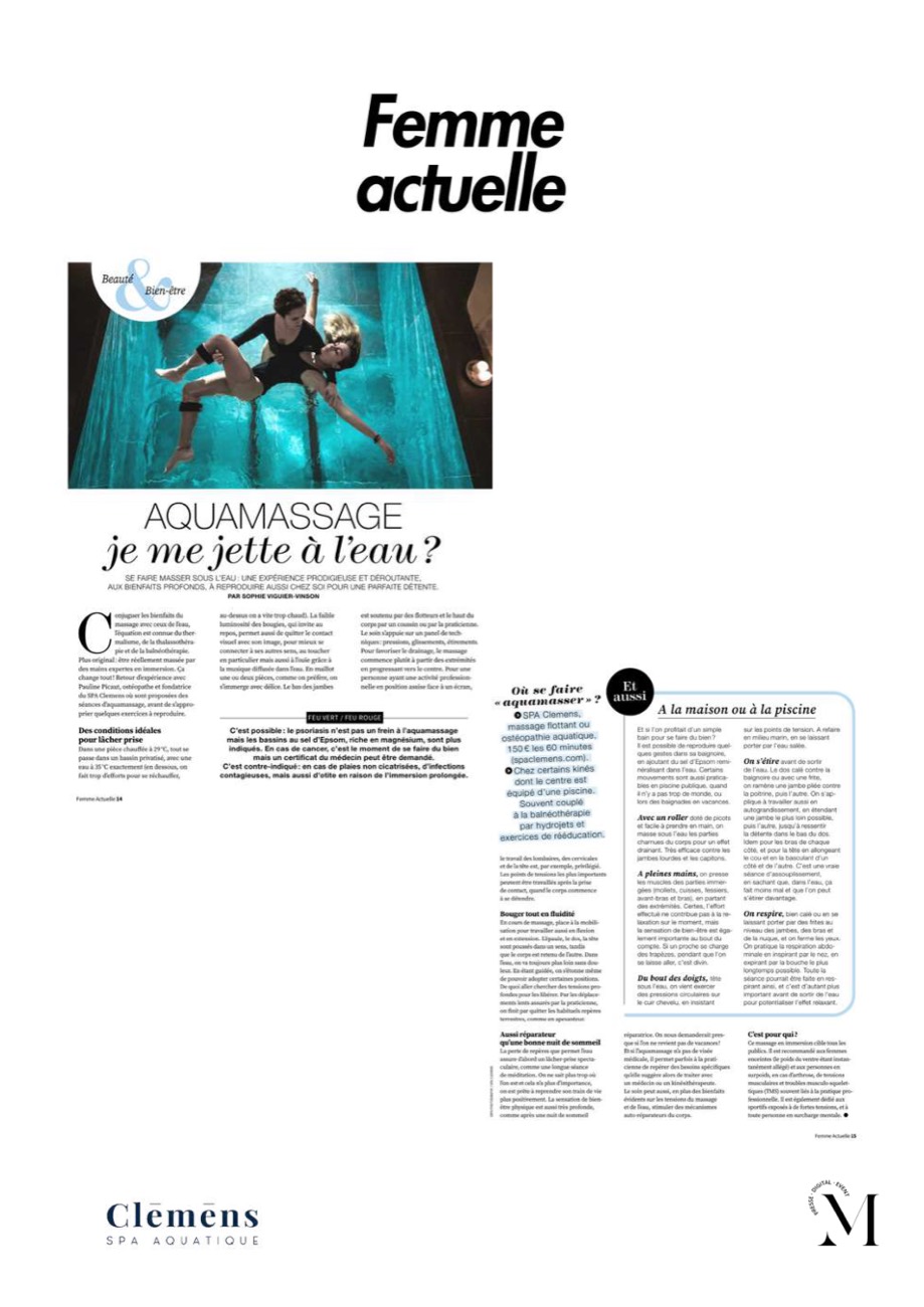 Article Femme Actuelle, Spa Clēmēns