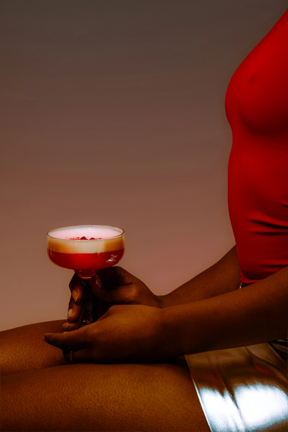 Model with a cocktail at a Bondesign Agency evening