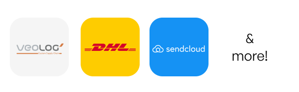 Logistics and 3PL integration logos including Veolog, DHL, Sendcloud, Chronopost, and other shipping and fulfillment platforms integrated with Bonx.