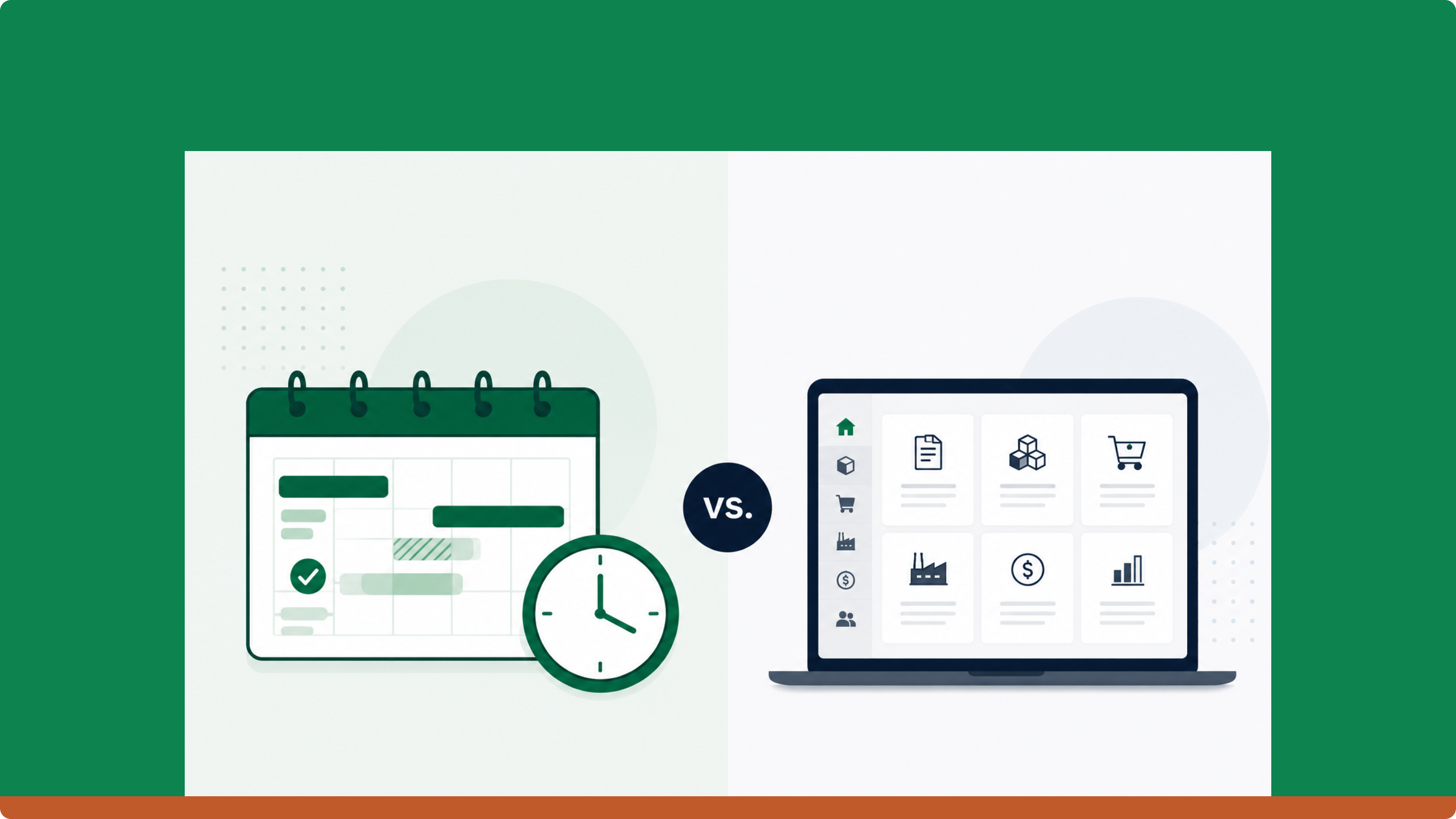 Illustration en écran partagé comparant un logiciel APS et un ERP pour l’industrie manufacturière, avec planification de production et tableau de bord opérationnel.