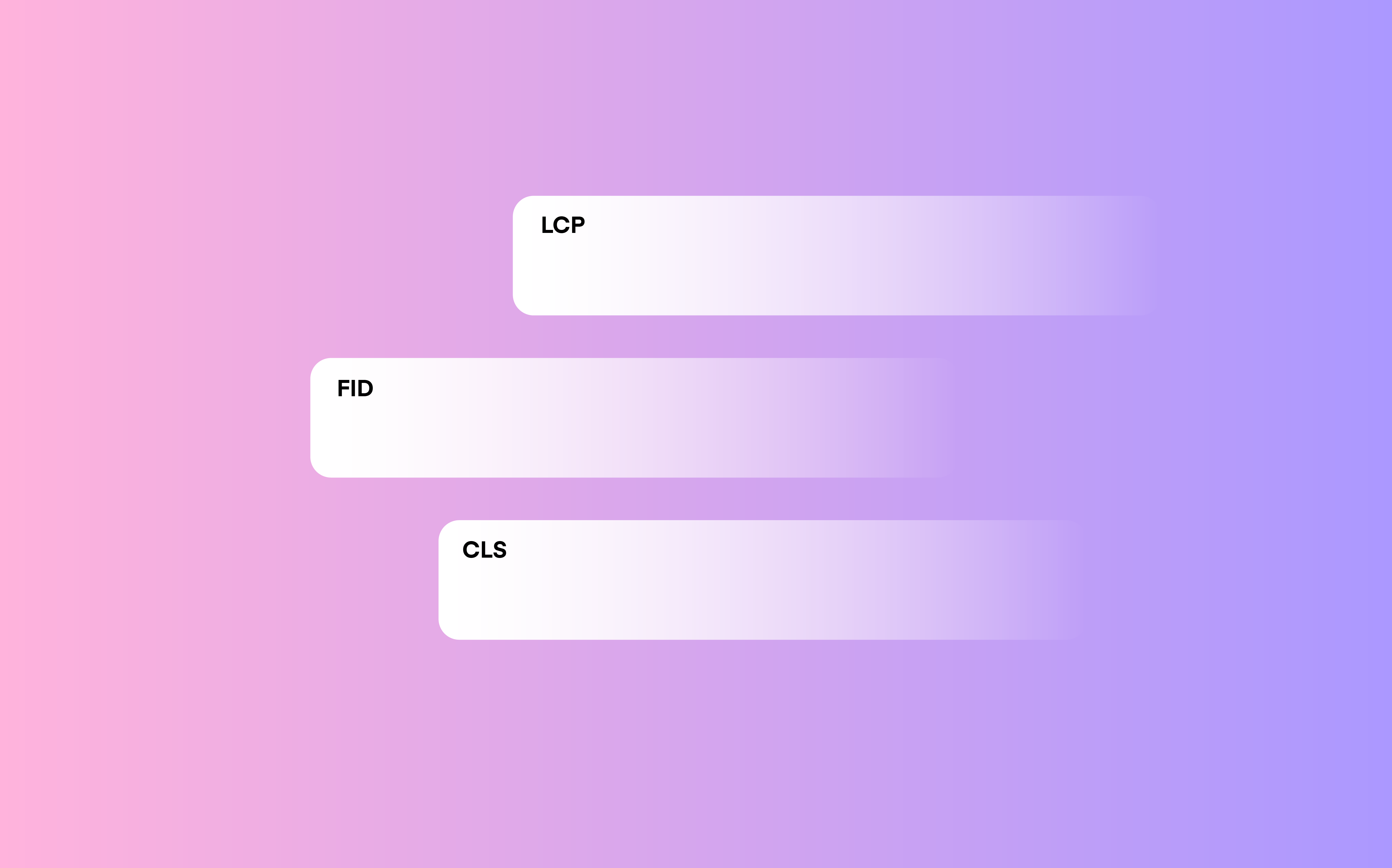 an artwork showing LCP, FID and CLS named inside a steam icon