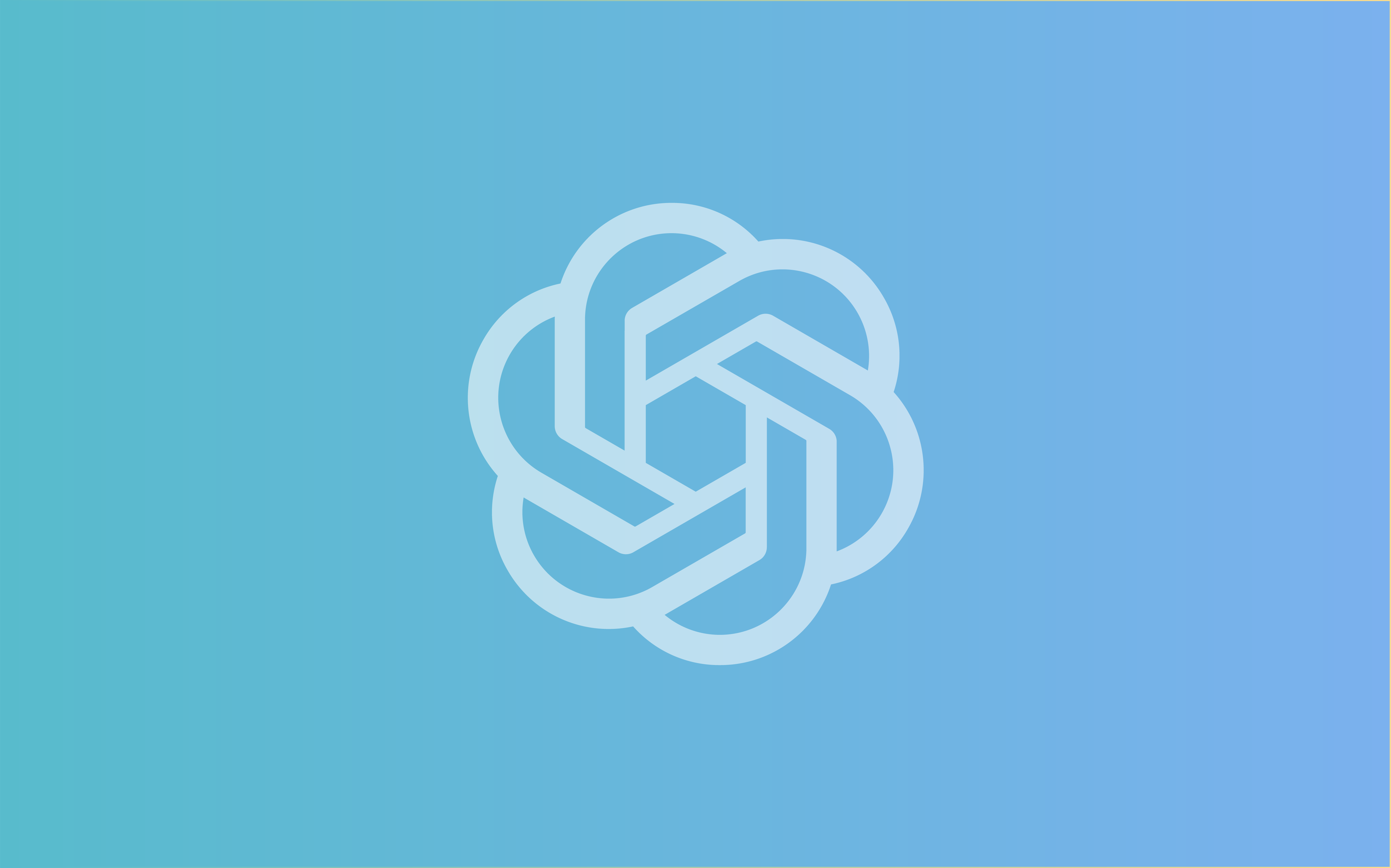 An artwork showing the open ai logo with a blueish background