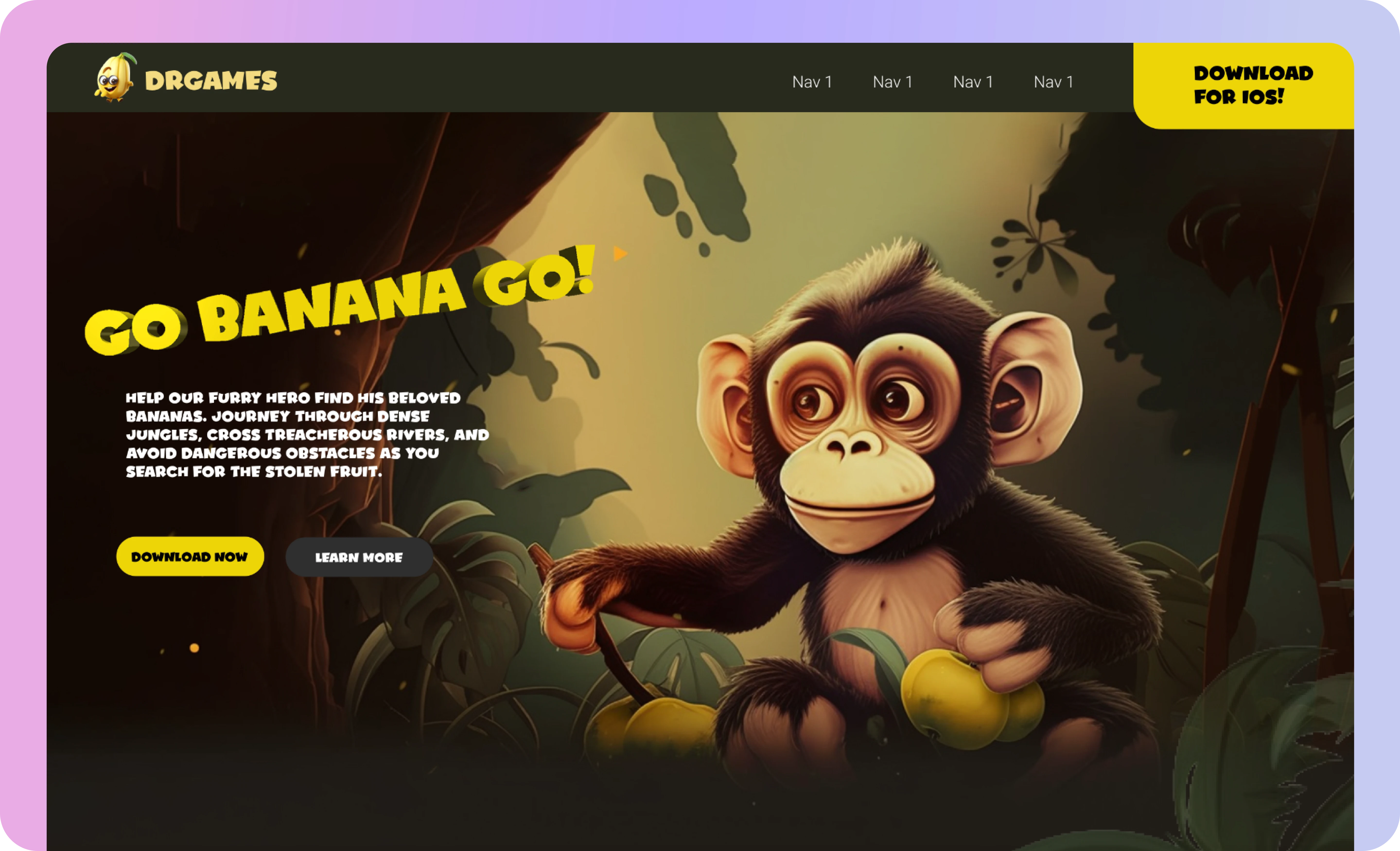 a picture of a webdesign with a purple gradient around it.