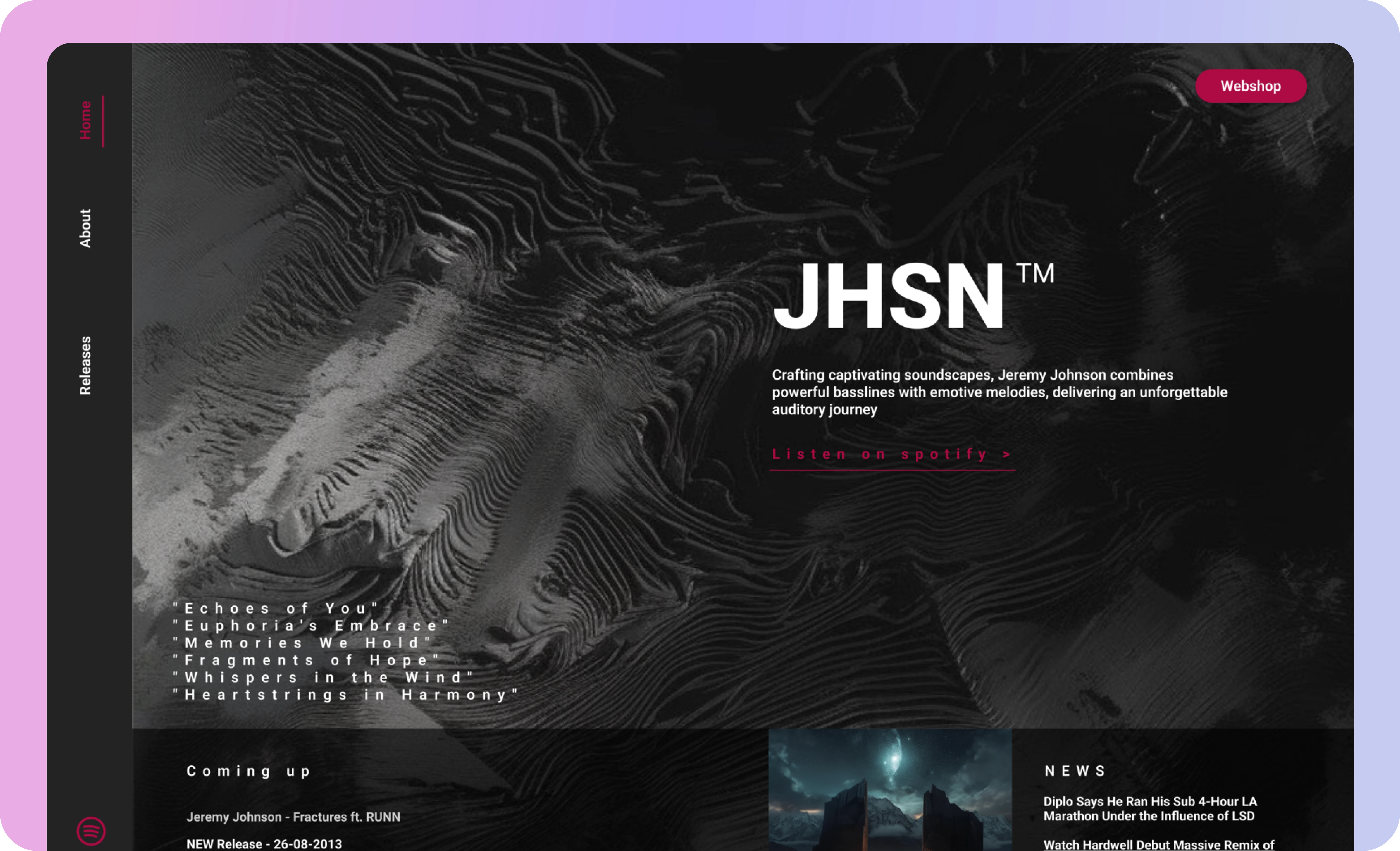 a picture of a webdesign with a purple gradient around it.