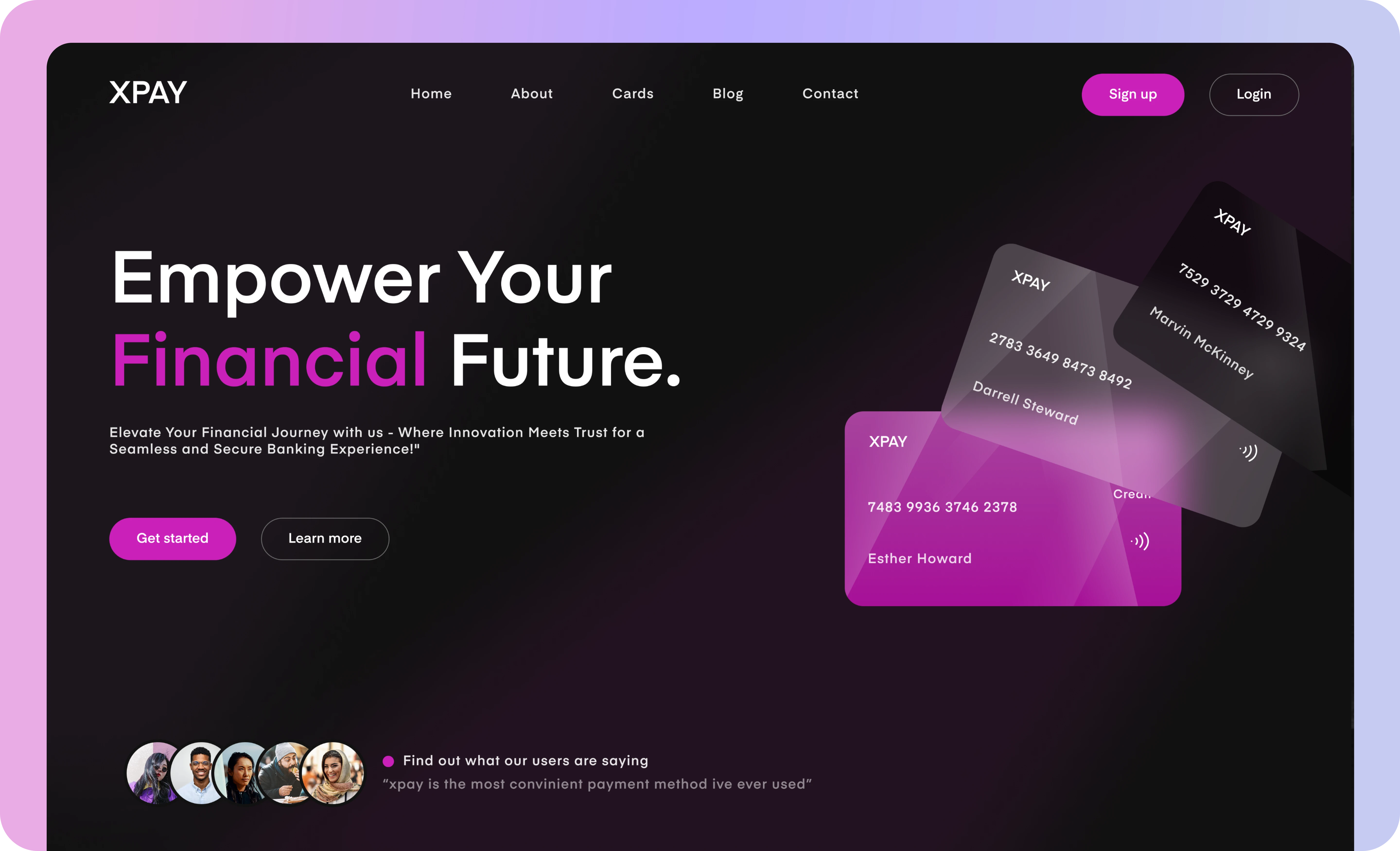 a picture of a webdesign with a purple gradient around it.