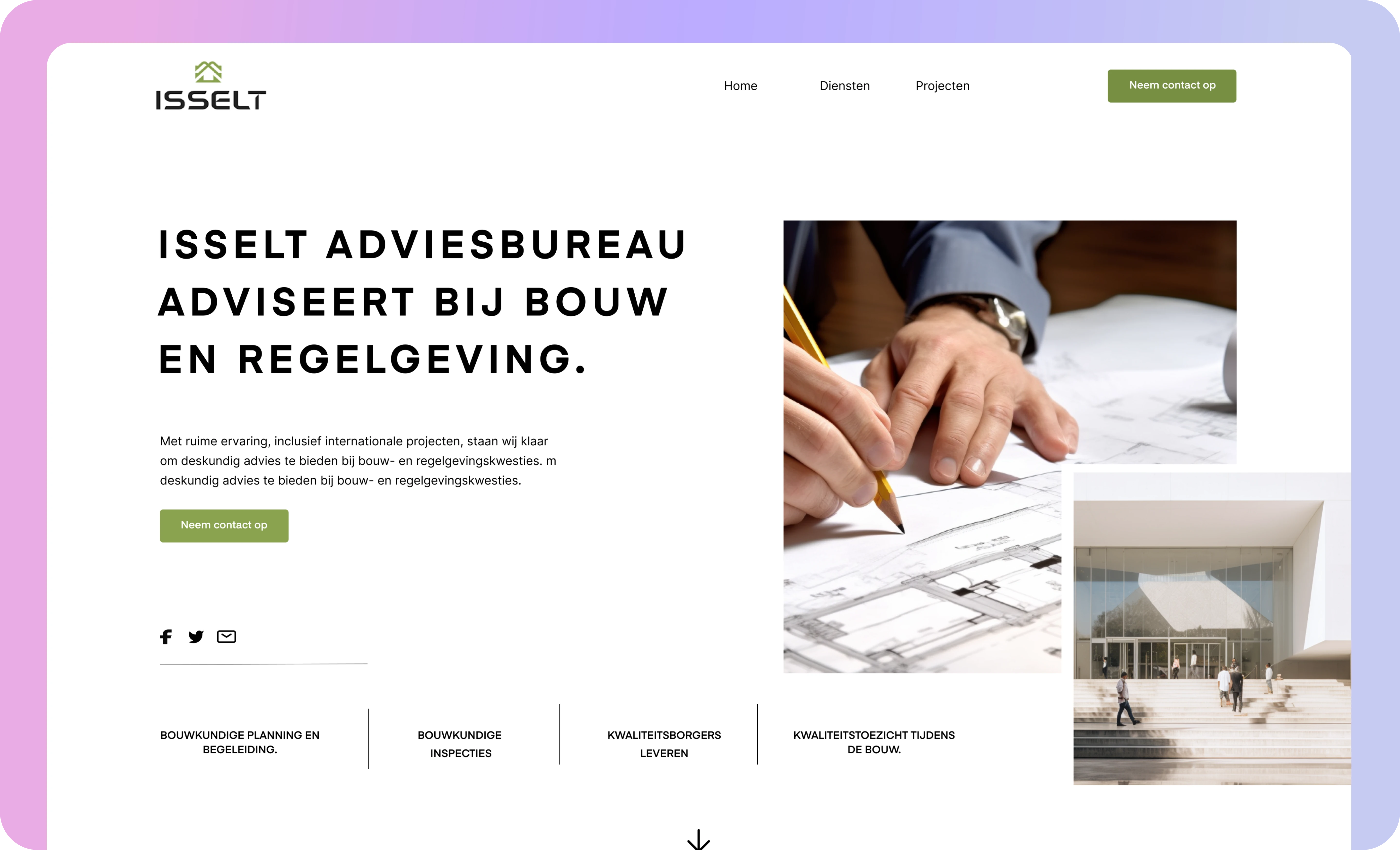 a picture of a webdesign with a pink purple gradient around it.