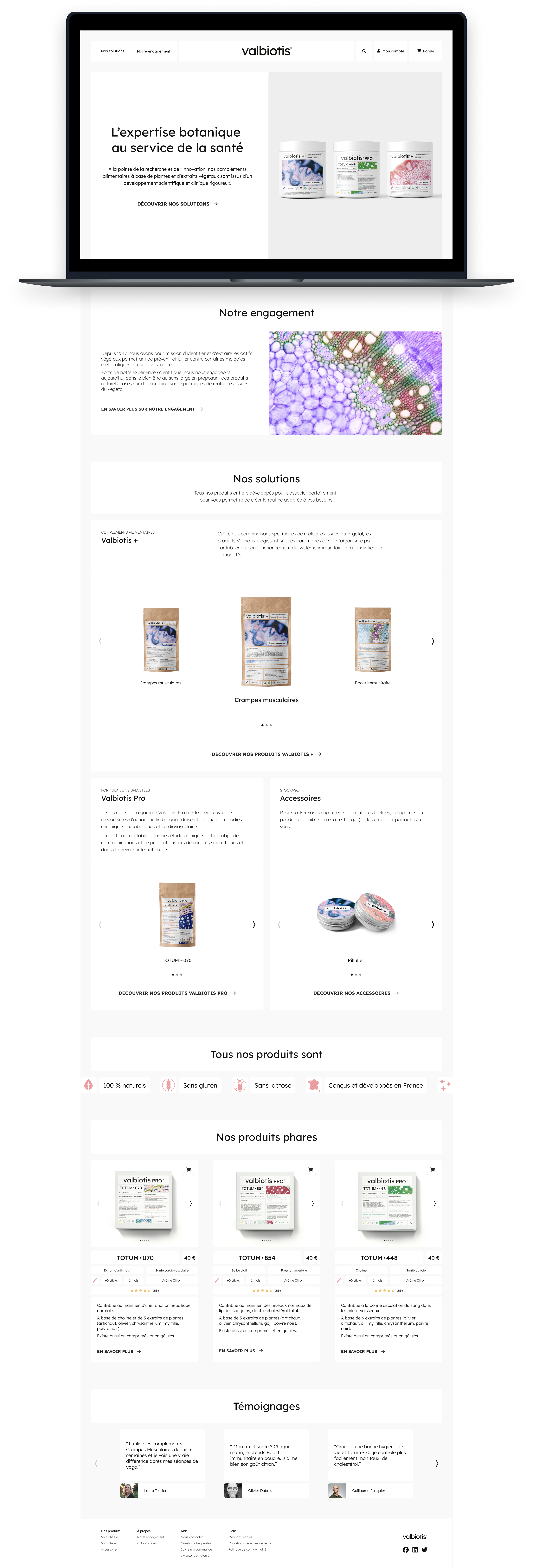 Valbiotis homepage mockup