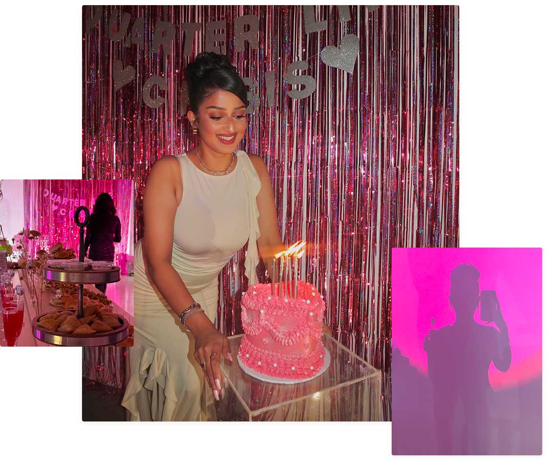 festive birthday cake with candles
