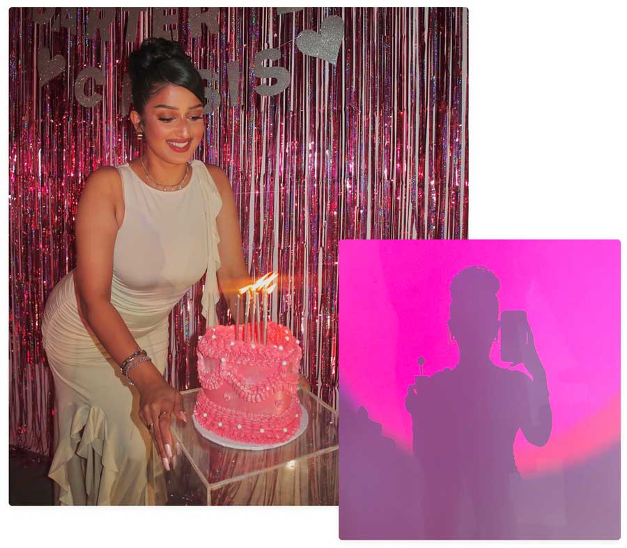 festive birthday cake with candles