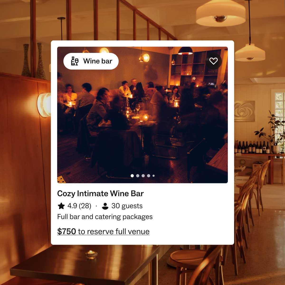 Peerspace Listing: Cozy Intimate Wine Bar