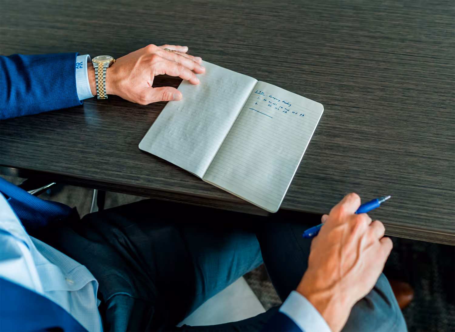 VIUM Capital working in office, financial notes