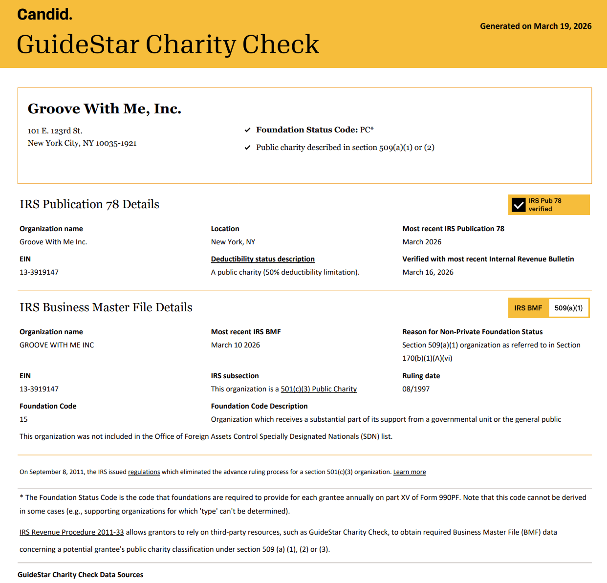 An example of a Charity Check triggered with Temelio’s CRM for foundations