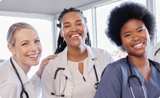 Happy doctors and nurses