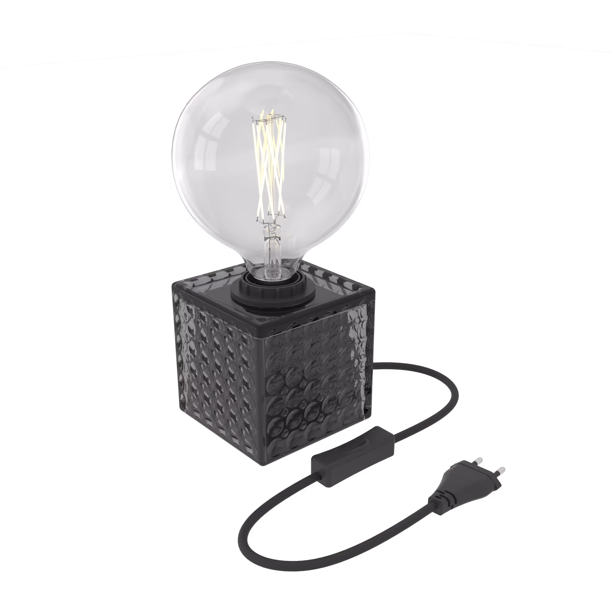 Calex Table Lamp Square - E27 - Glass - Black