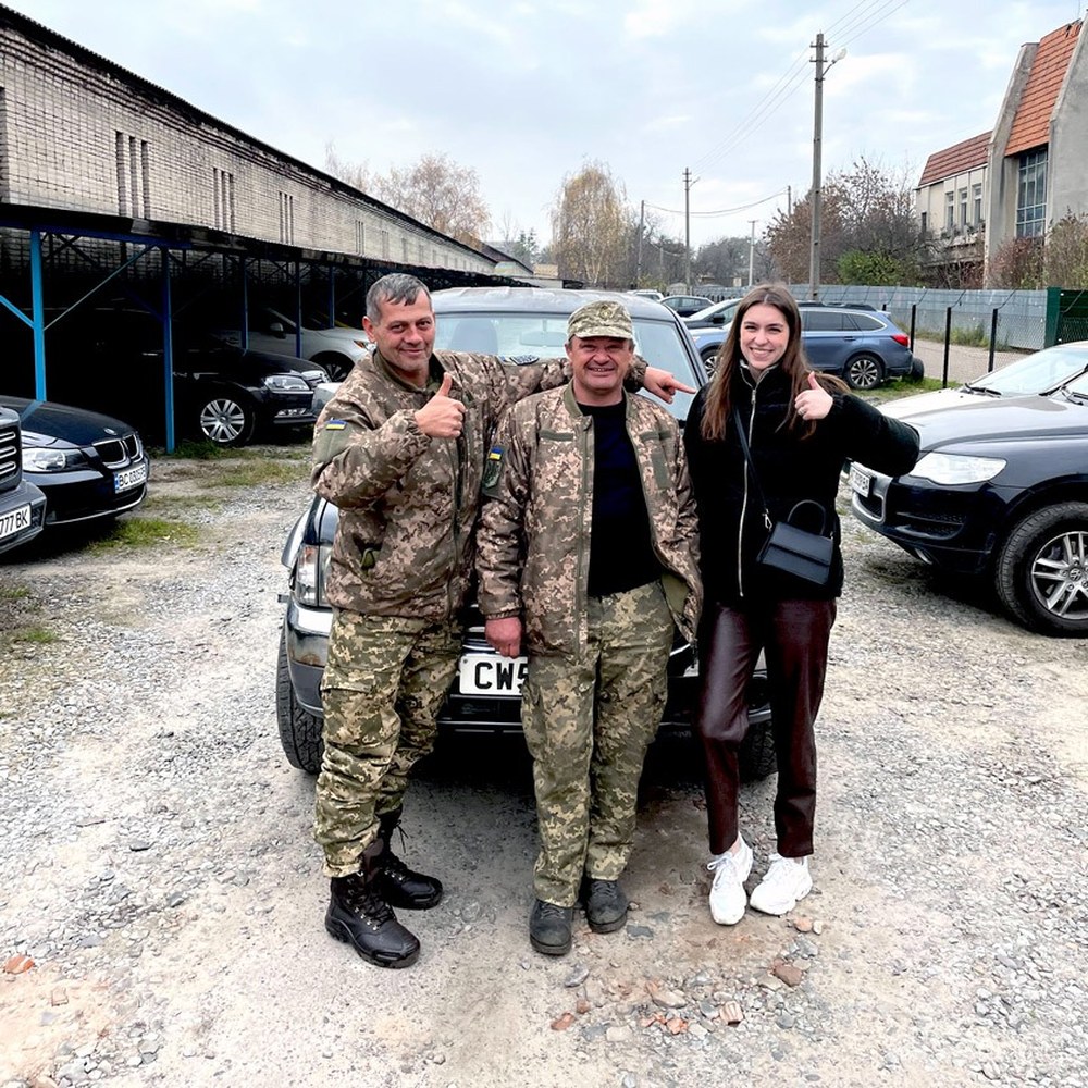 Launch Labs project manager hands over a donated vehicle to the Ukrainian military in Dnipro
