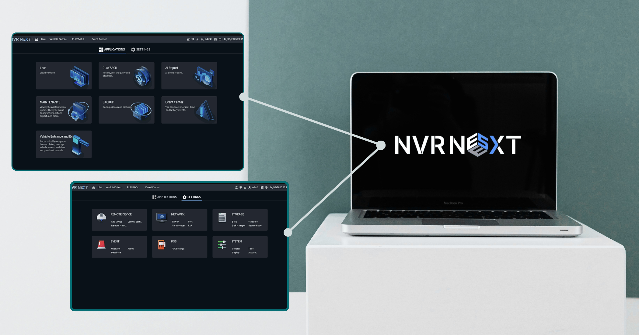 Dahua NVR Next Application & Settings Tabs