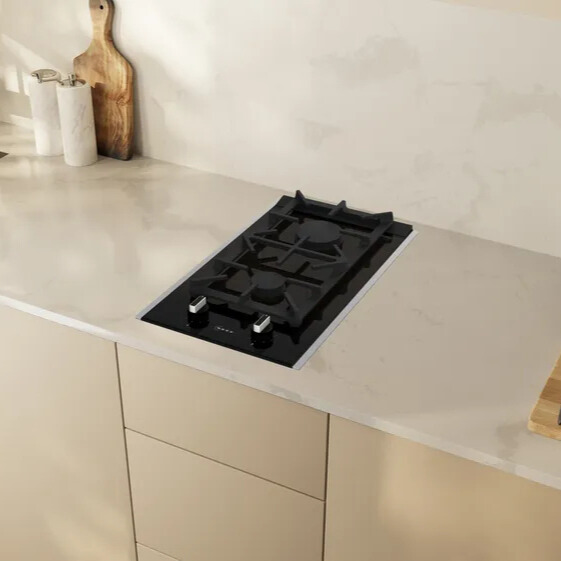 Plită pe gaz, Domino 30 cm, Vitroceramică, Negru