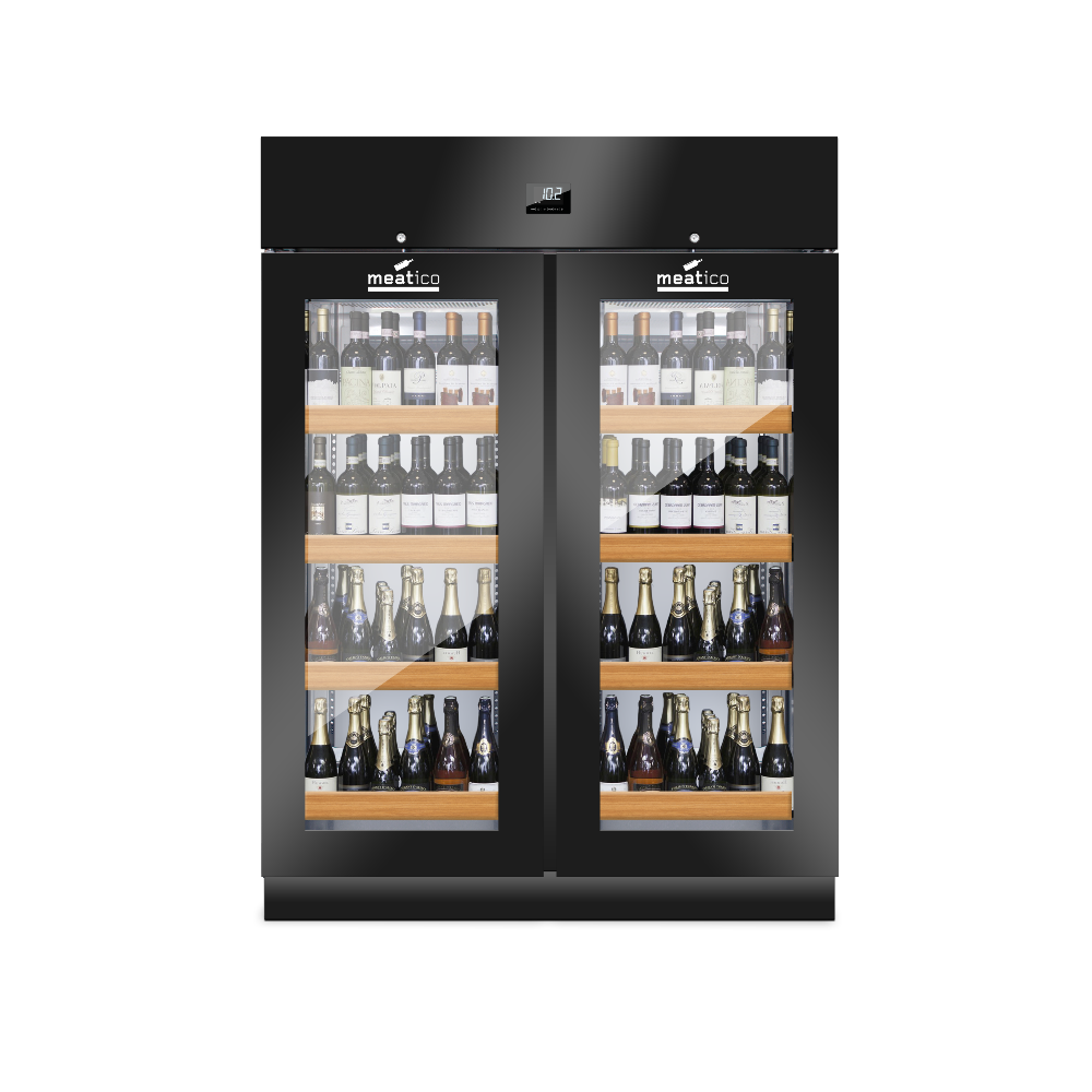 Everlasting Meatico WINE 1500 Black Single Zone Wine Display Cabinet Double Glass Door