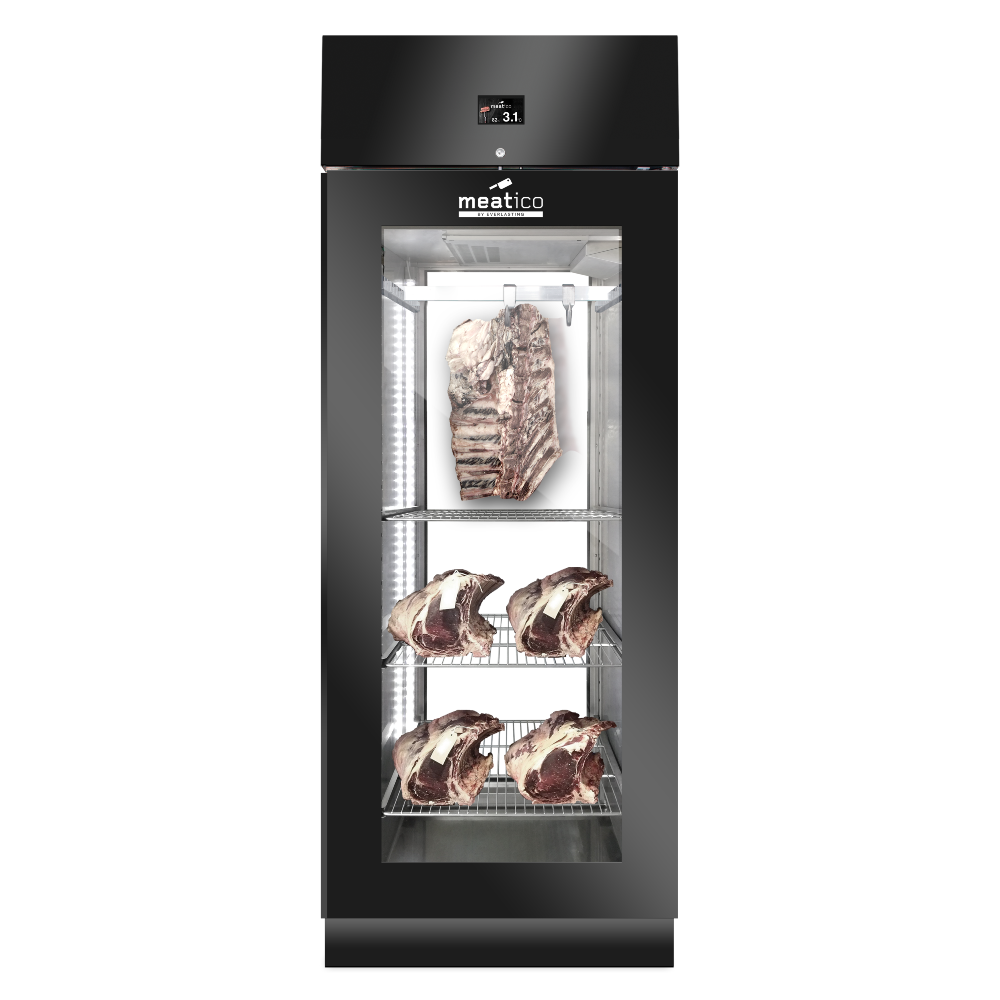 Everlasting Meatico Meat Panorama 700 Black Meat Dry Aging Fridge Cabinet Single Glass Door