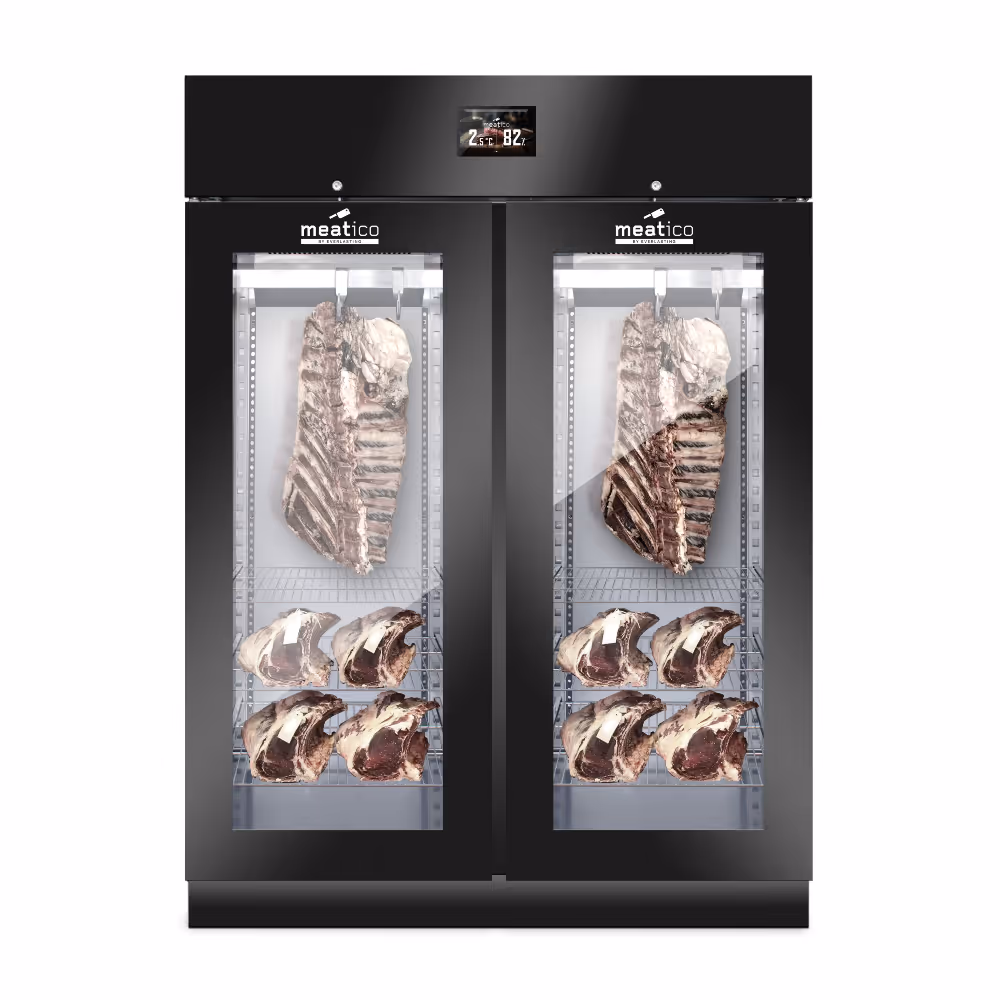Everlasting Meatico Meat 1500 Black Meat Dry Aging Fridge Cabinet Double Glass Door