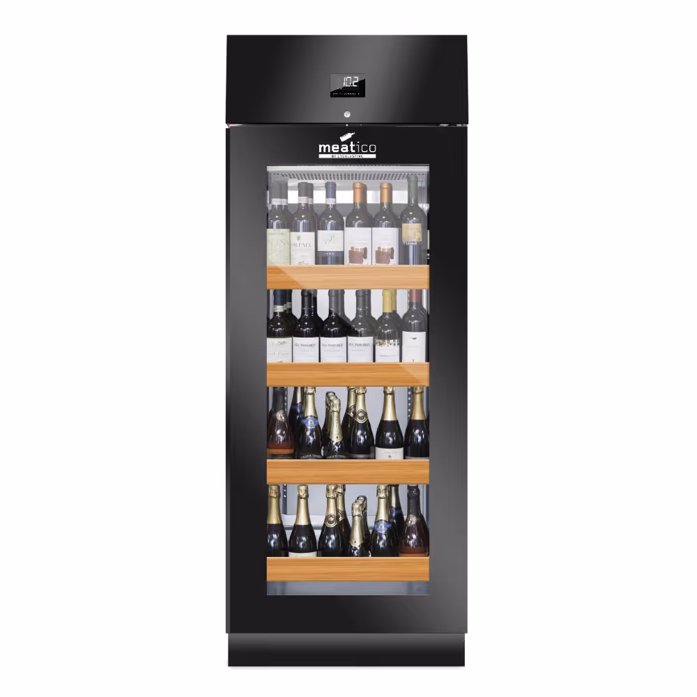 Everlasting Meatico WINE 700 Black Single Zone Wine Display Cabinet Single Glass Door