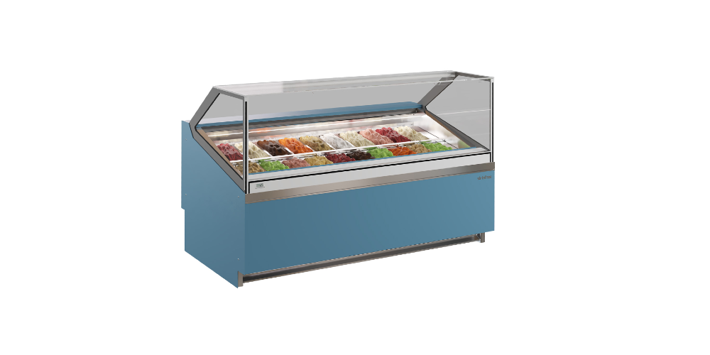 Infrico Coral Ice Cream Serve Over Counter Straight Glass Ventilated Evaporator Plug In